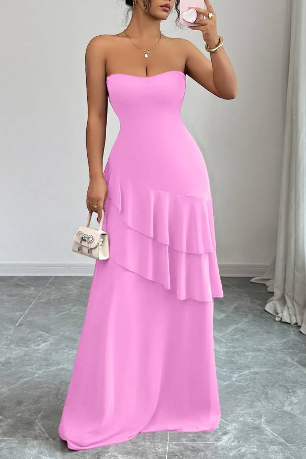Elegant style tube top cake skirt dress