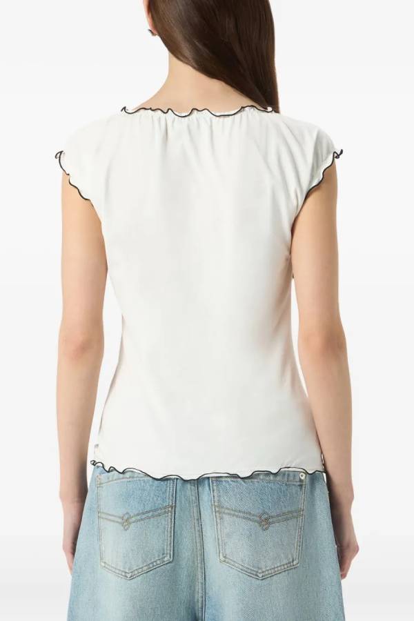 Loose sleeveless top for women with printed vest