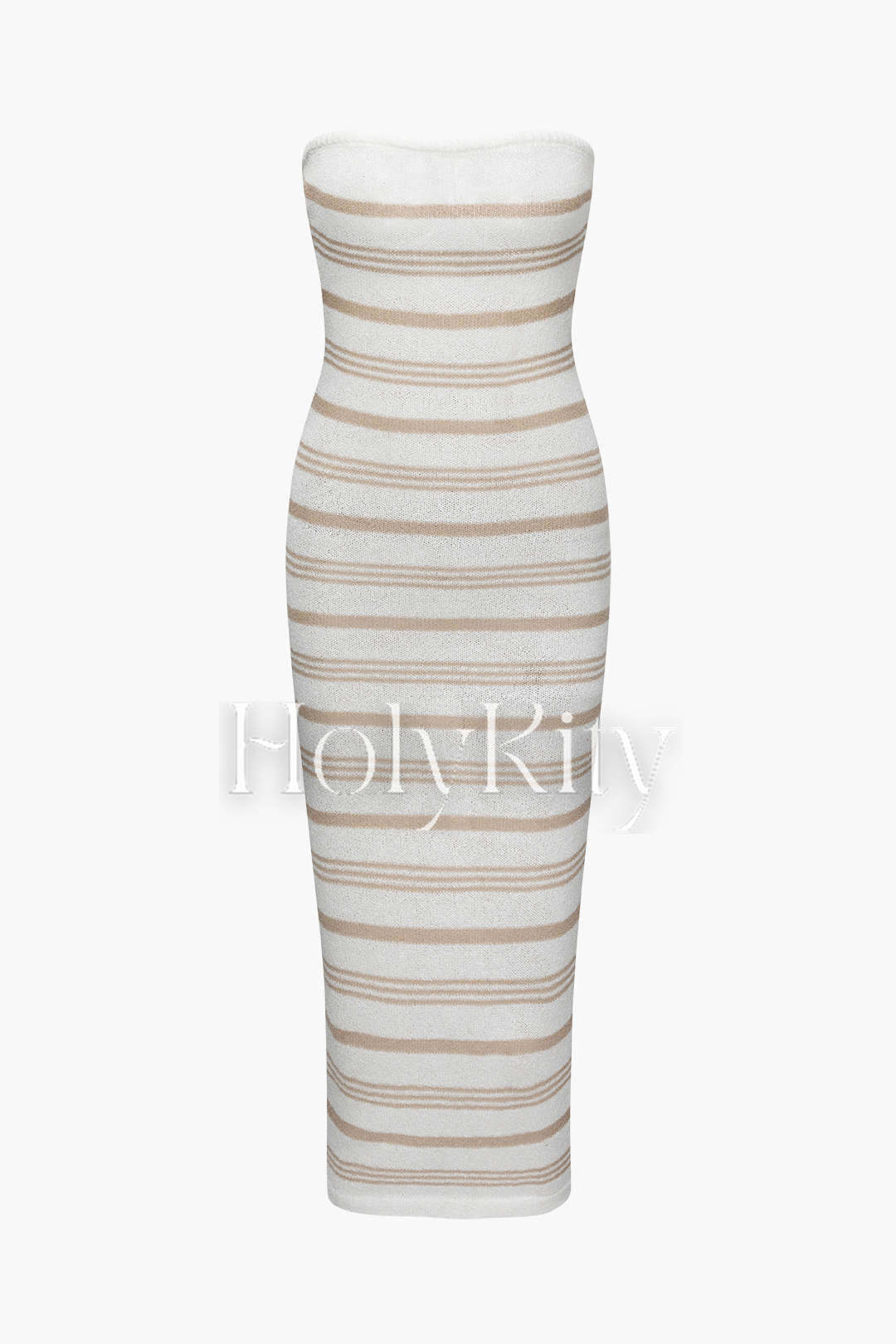 Stripe Knit Strapless Maxi Dress
