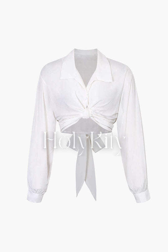 Bow Tie Waist Blouse