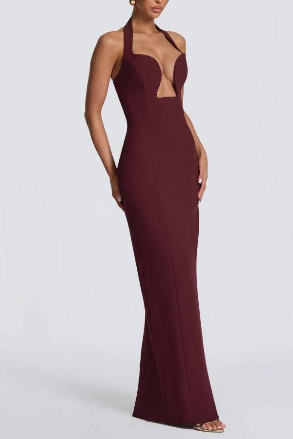 Halter Deep U-Cutout Form-Fitting Gown
