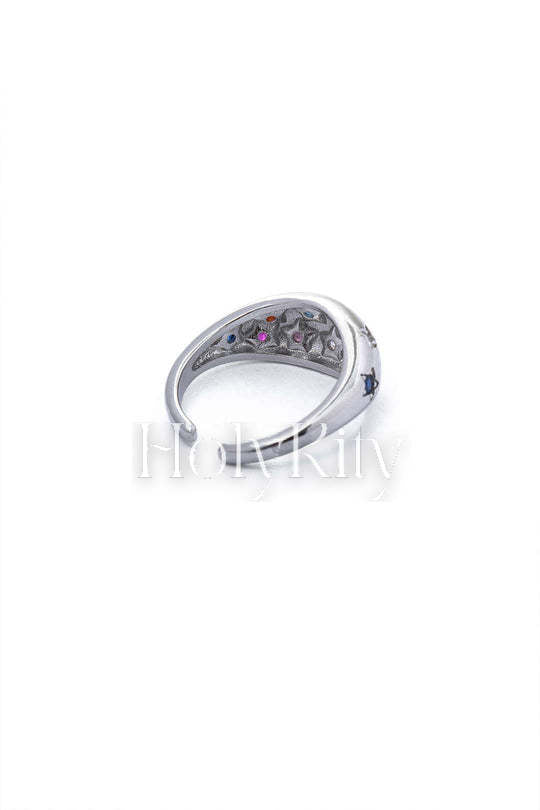 Bague ouverte en zircon étoiles colorées
