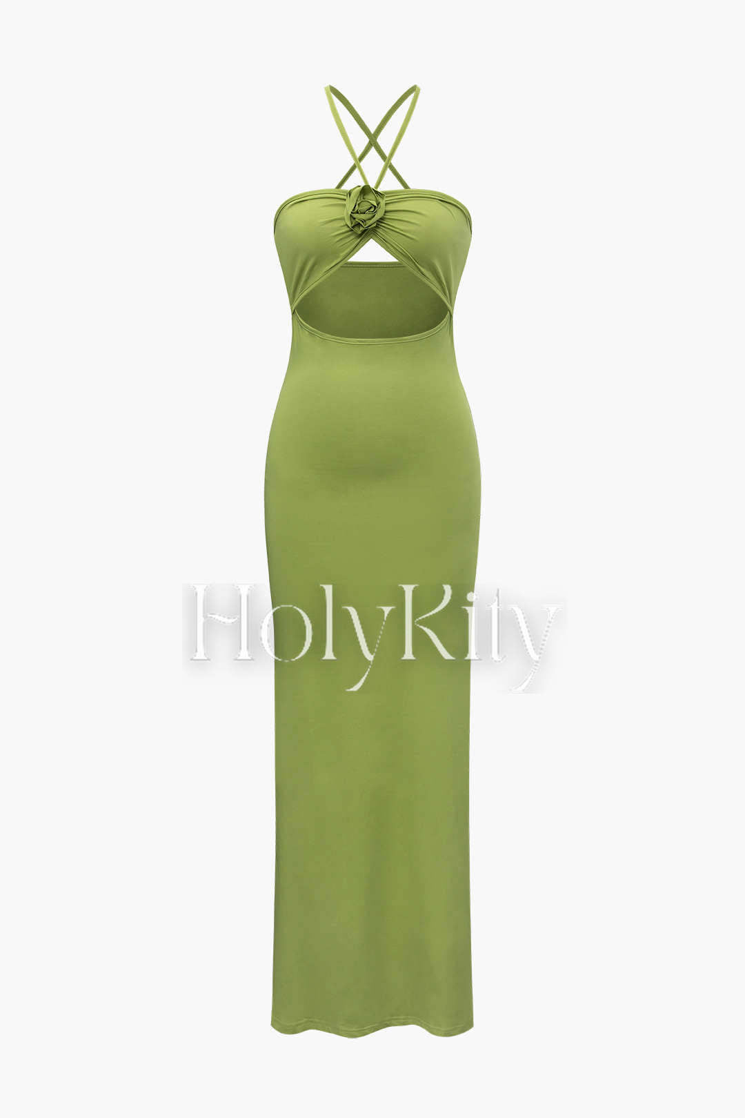 Rose Corsage Cut Out Maxi Dress