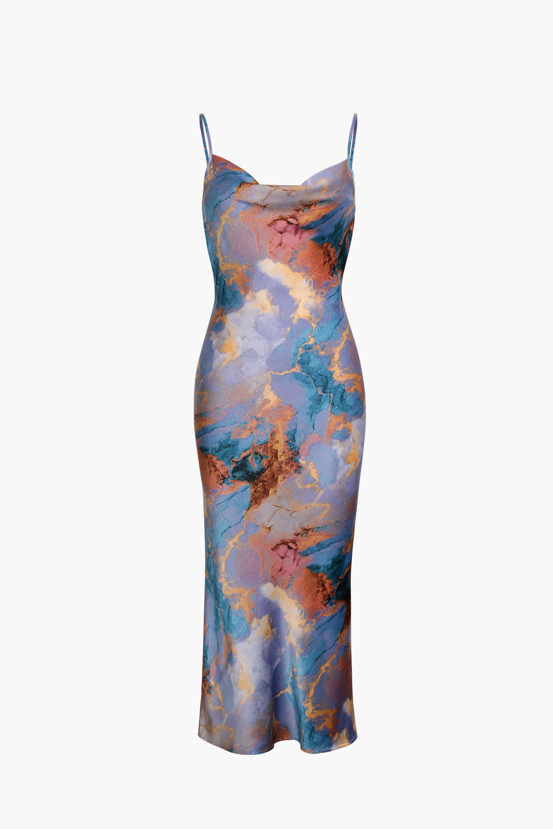 Robe nuisette mi-longue ajustée à imprimé abstrait