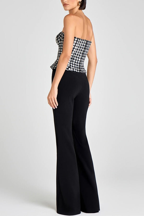 Chanel-style patterned tube top with waist