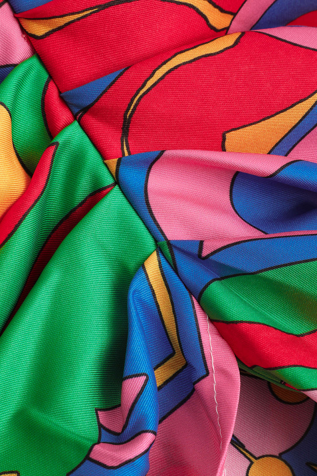 Bedrucktes, gerüschtes Wickel-Midikleid