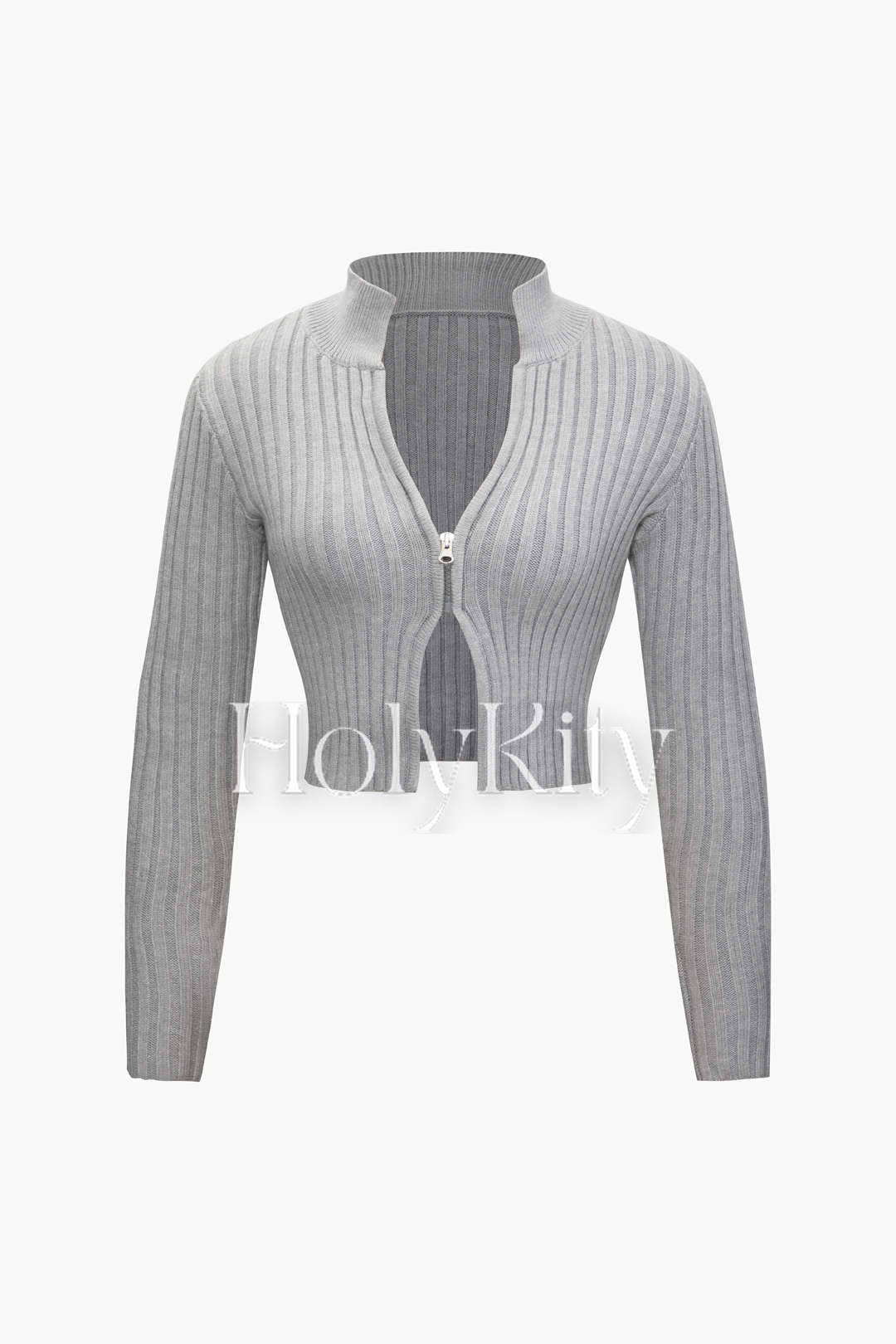 Kurzer Strickcardigan mit Reißverschluss