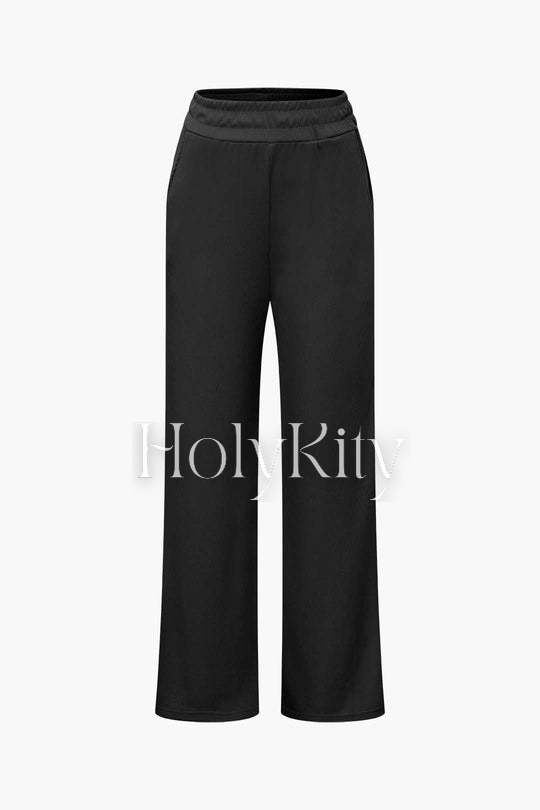 Ensemble haut asymétrique froncé à épaules dénudées et pantalon droit
