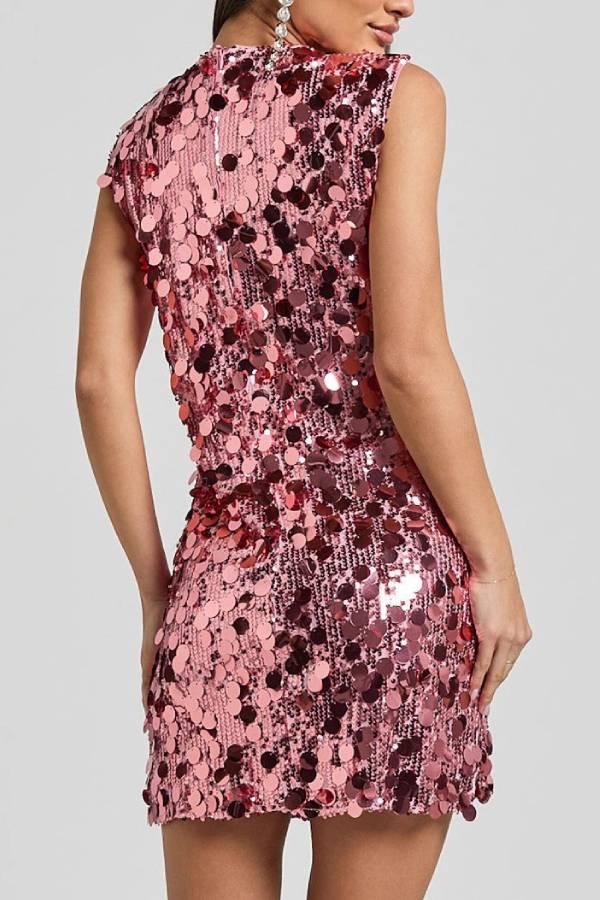 Sleeveless Large Sequin Party Mini Dress