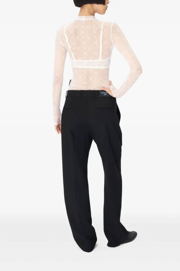 Half-high collar mesh printed bottoming shirt