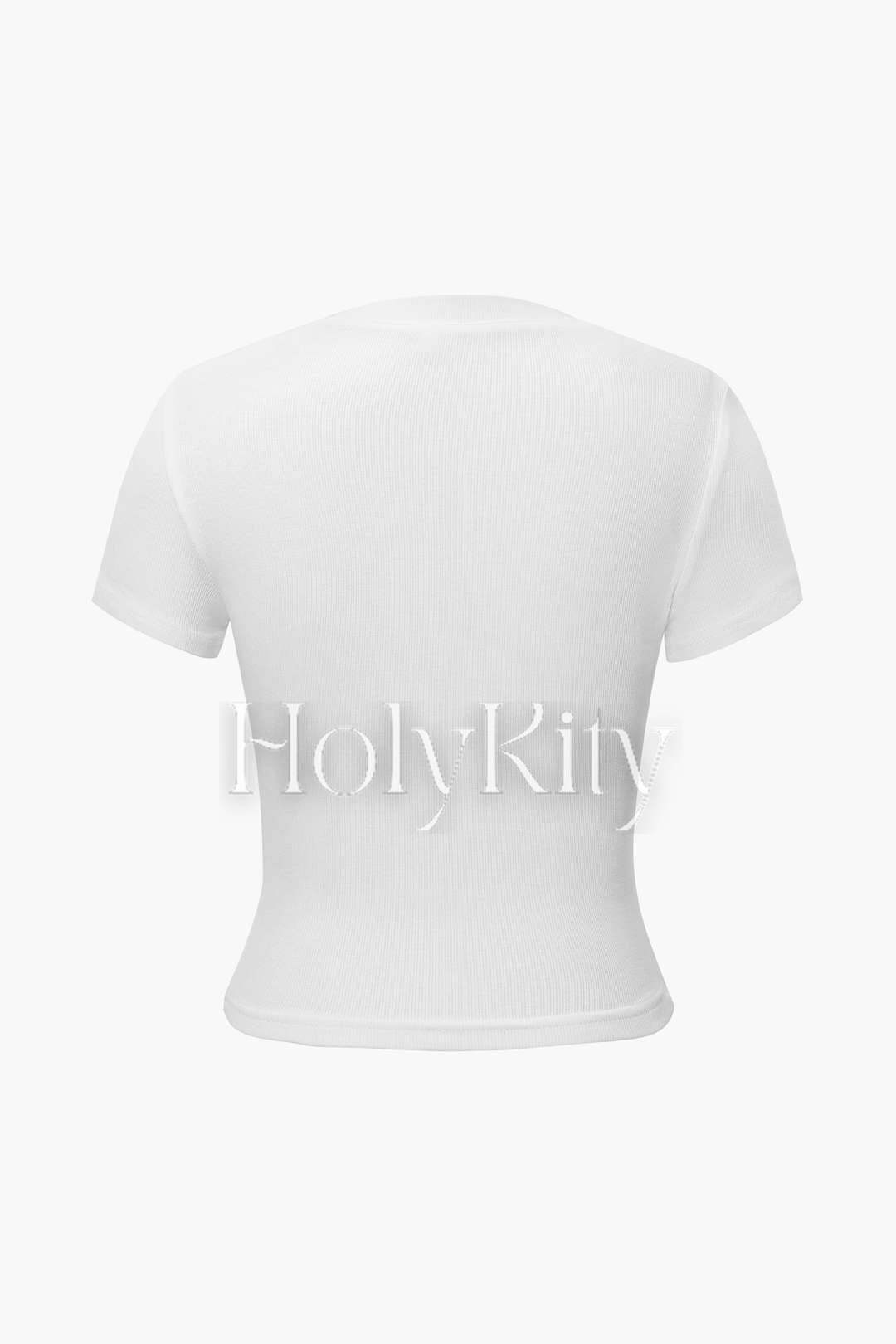 Kurzes T-Shirt mit Portrait-Print