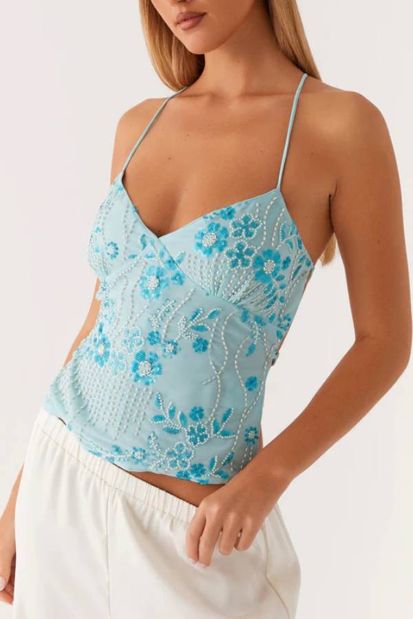 Women V Neck Spaghetti Strap Cami Top