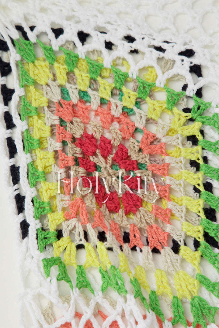 Haut cache-maillot à ourlet à pompons en crochet