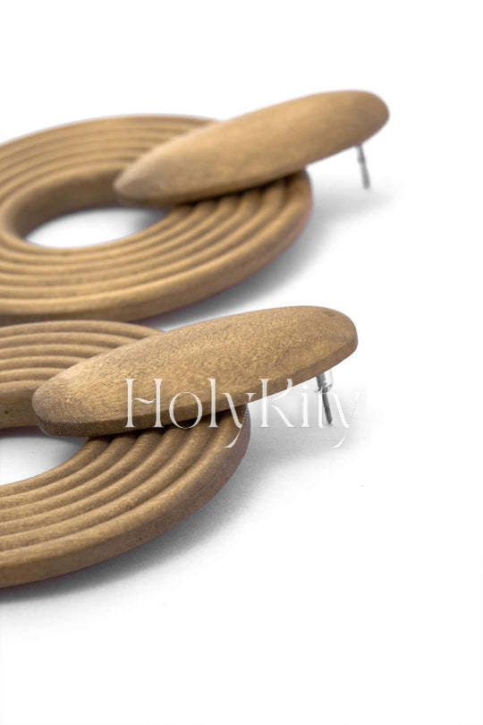 Boucles d'oreilles pendantes style bois