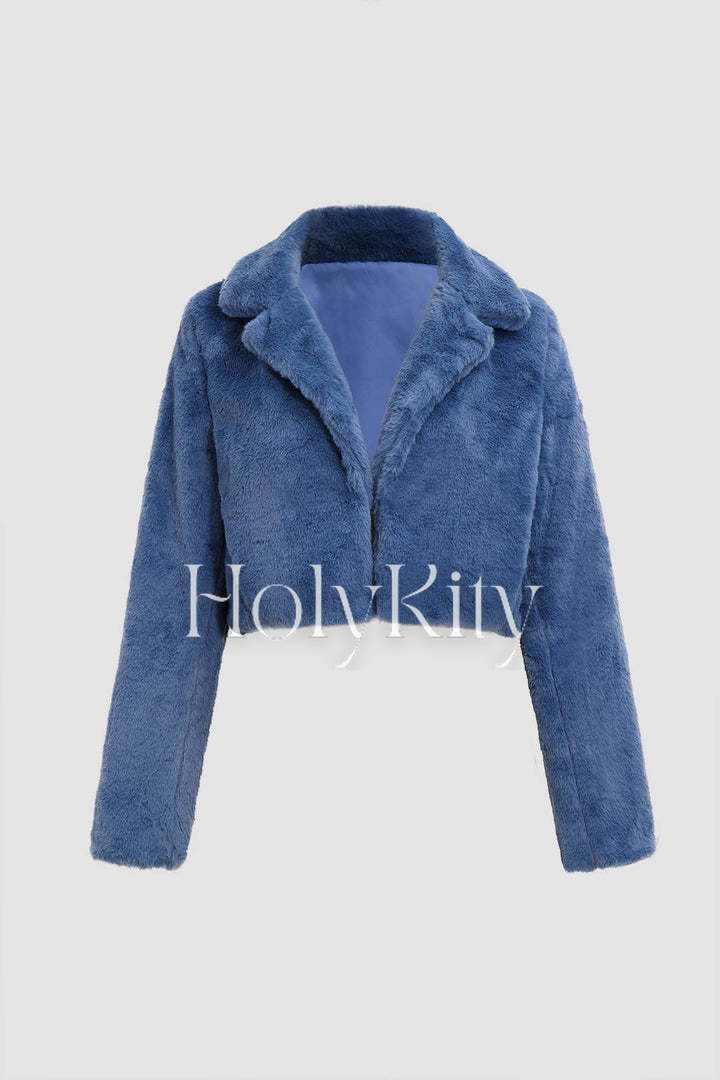 Veste à revers en fausse fourrure