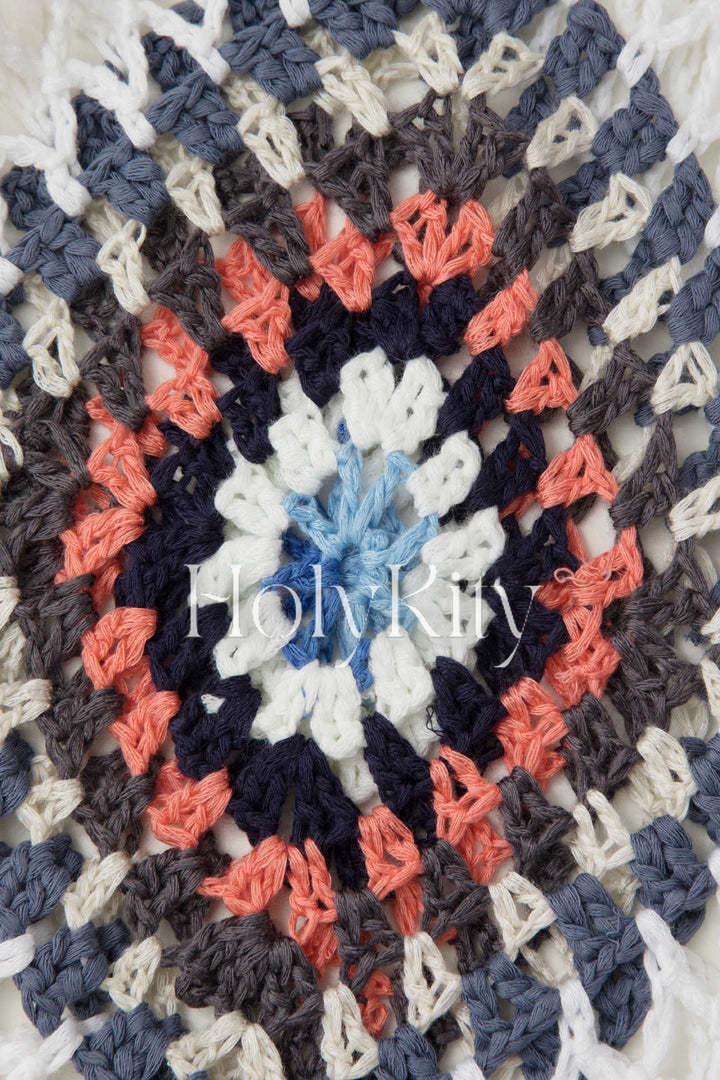Haut cache-maillot à ourlet à pompons en crochet
