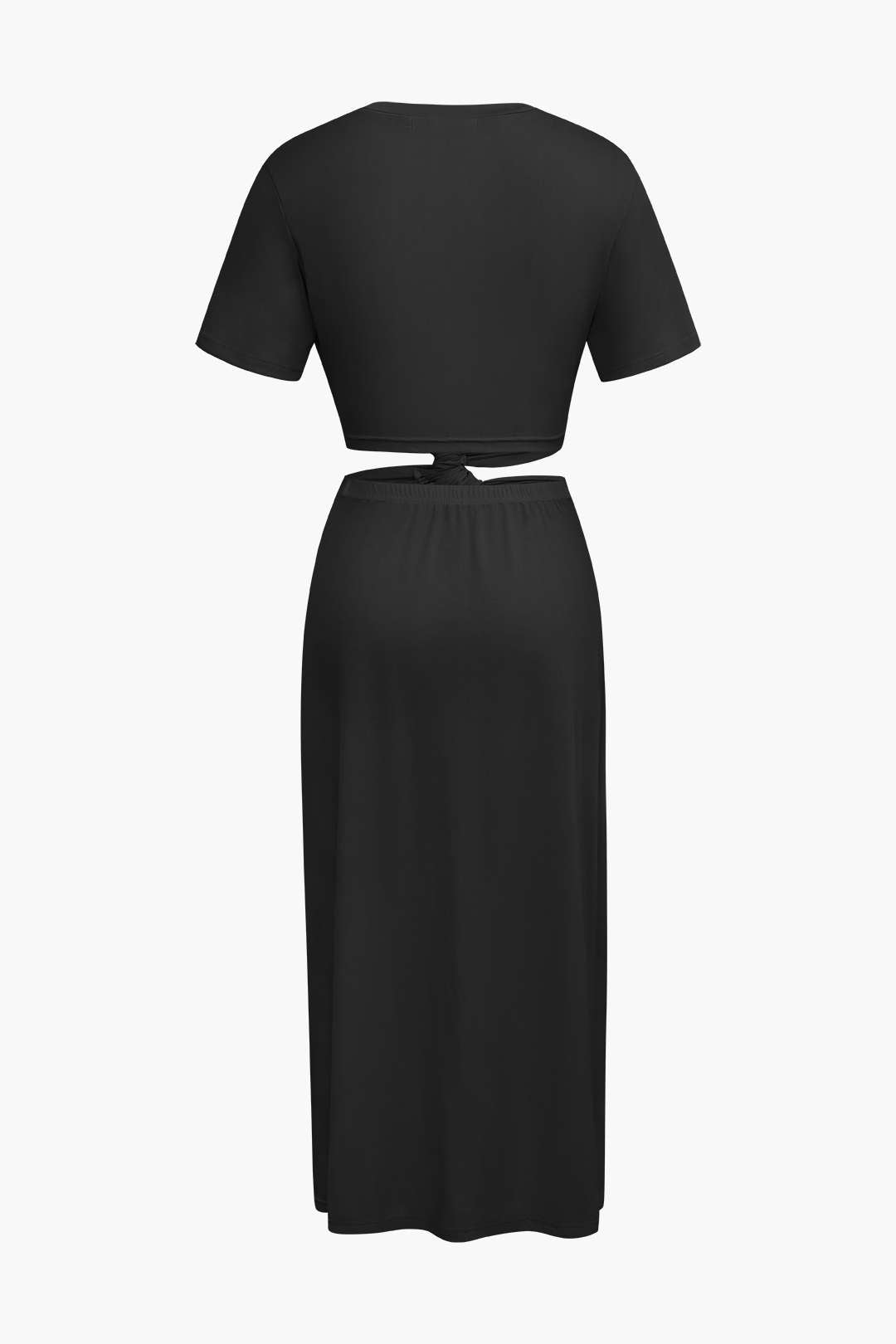 Midikleid mit verdrehter Vorderseite und Cut-Out