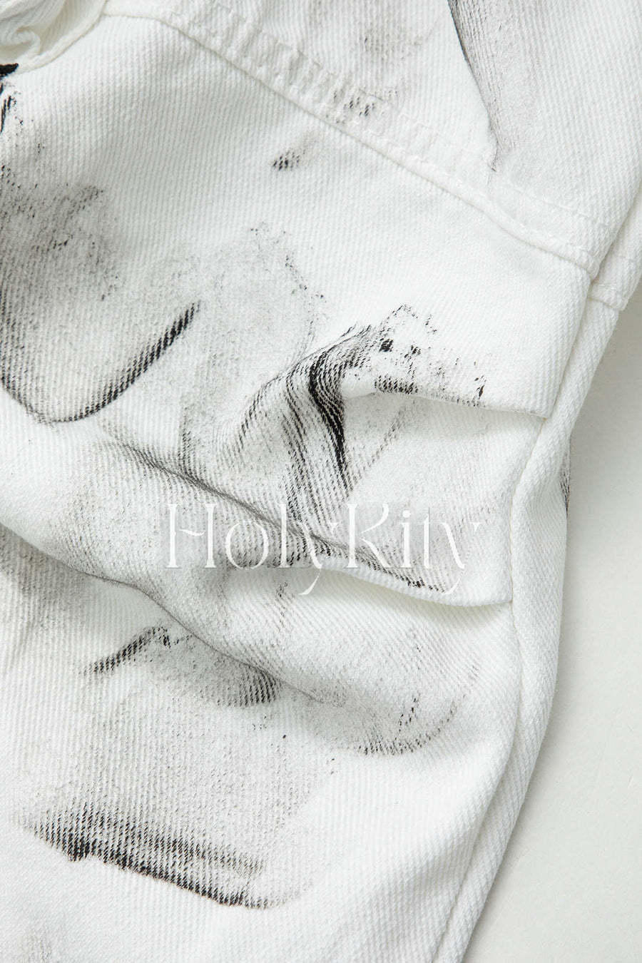 Drawstring Stained Print Flap Pocket Straight Leg Cargo Pants