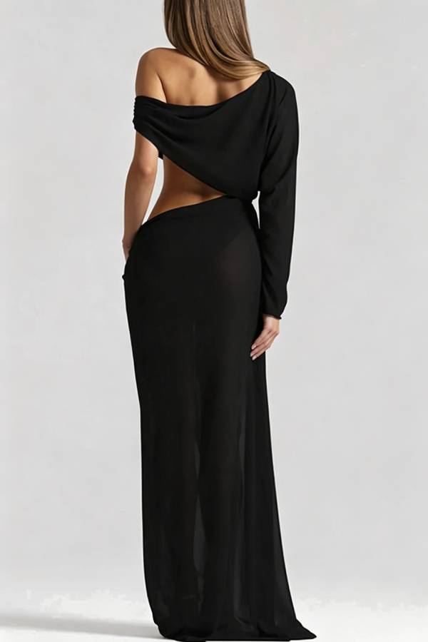 Sculptural Asymmetric Cutout Maxi Dress