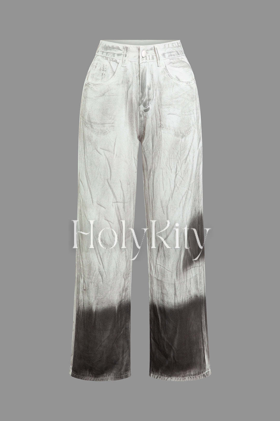 Stained Print Straight Leg Jeans