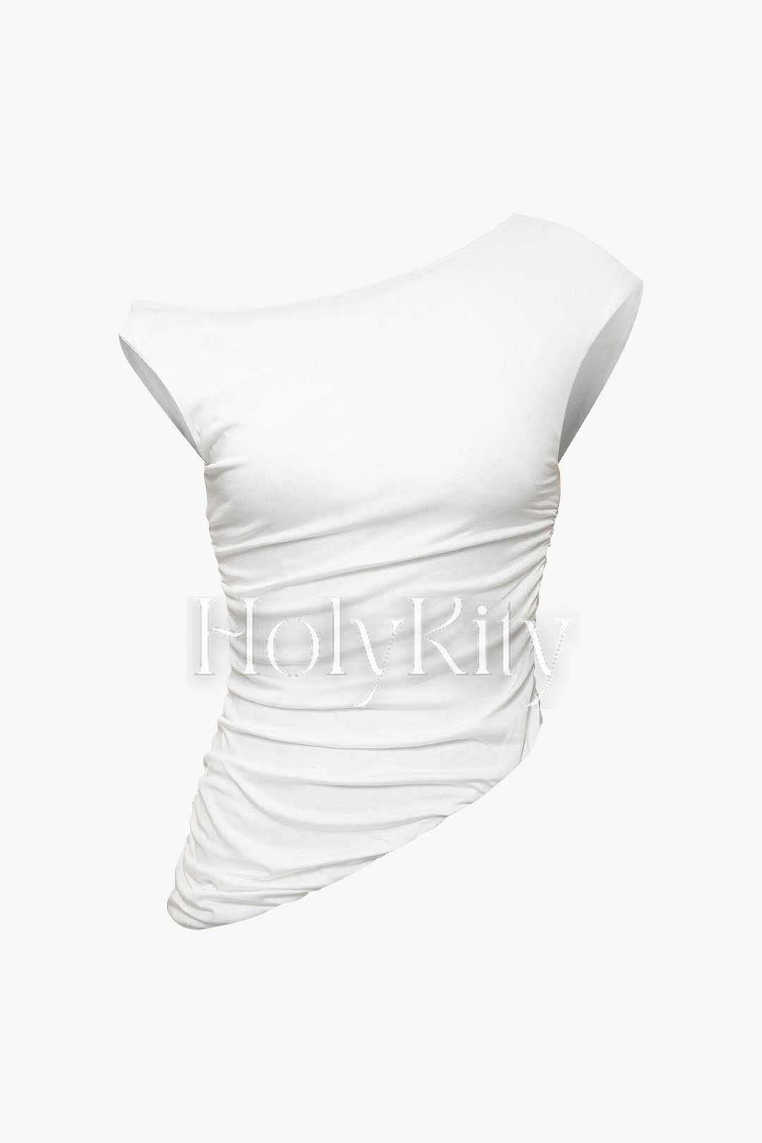 Asymmetrisches gerüschtes T-Shirt