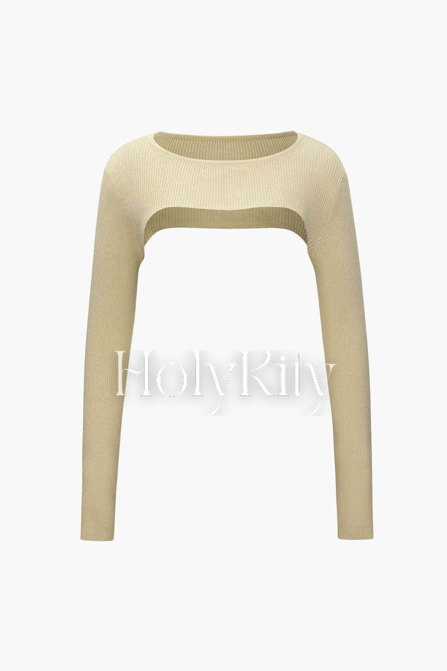 Ensemble haut caraco en tricot uni et boléro à manches longues