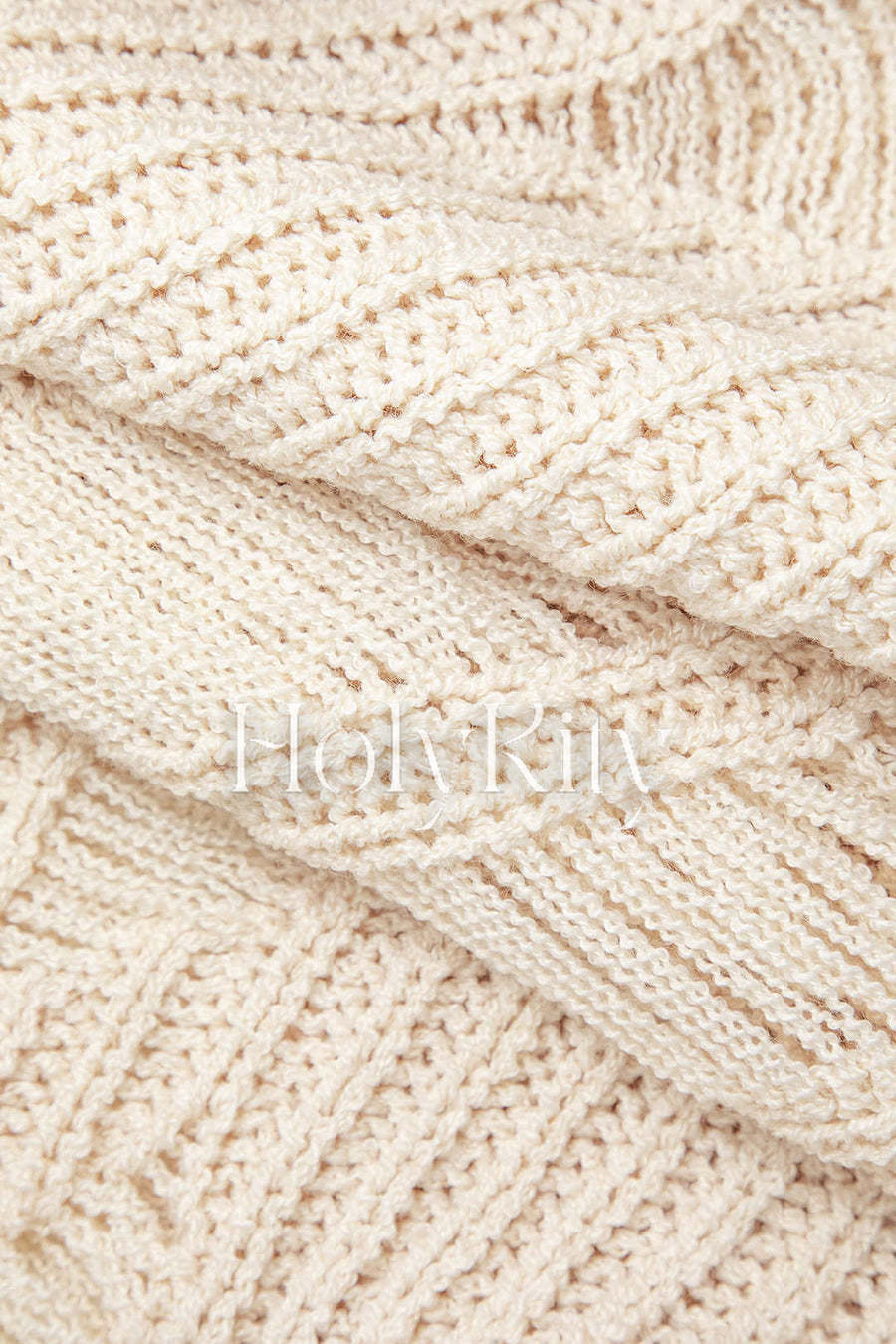 Haut à manches longues en tricot déchiré à col rond