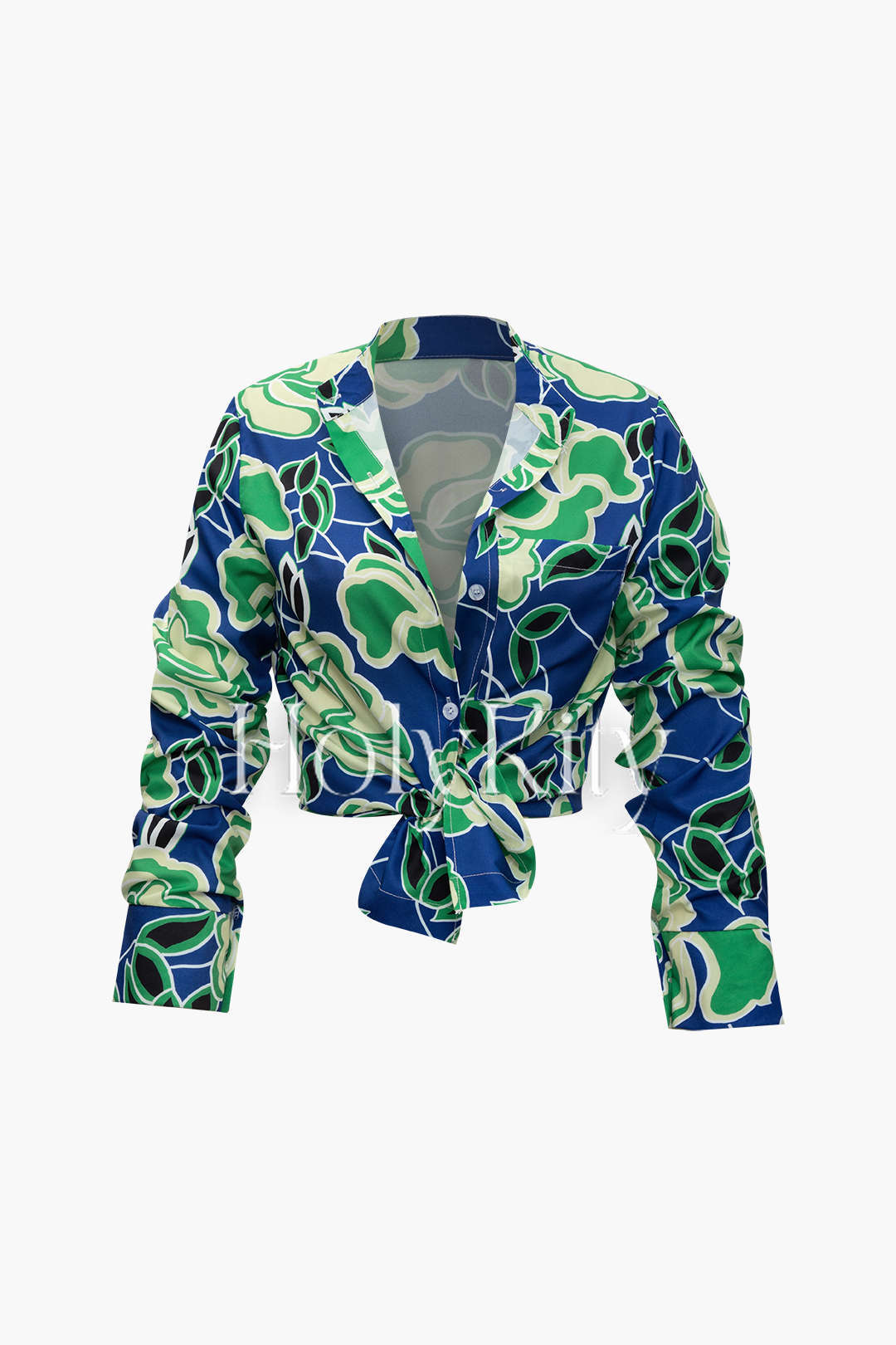Ensemble chemise à manches longues imprimée avec poche poitrine et pantalon à cordon de serrage