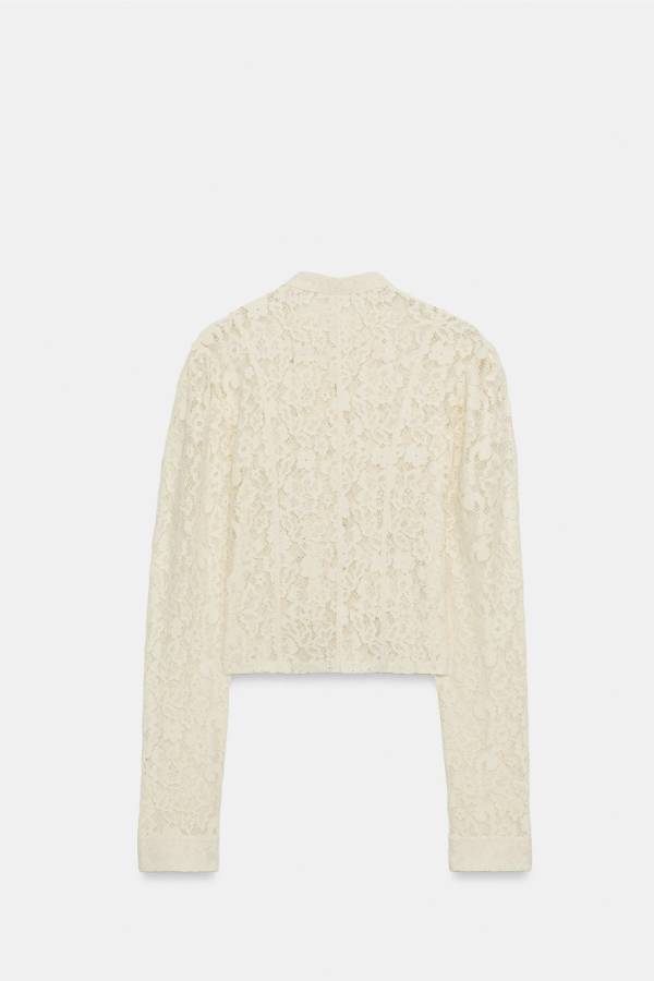 Vintage Double‑Breasted Lace Cropped Jacket
