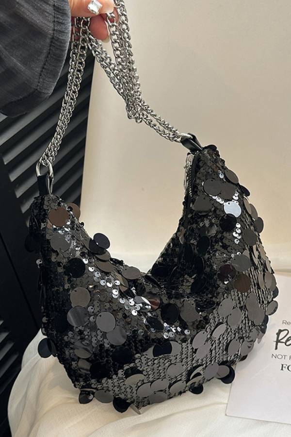 Streamer Sequin Chain Underarm Bag