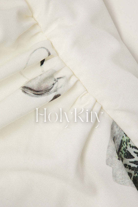 Bedrucktes Midikleid mit überkreuzten Trägern