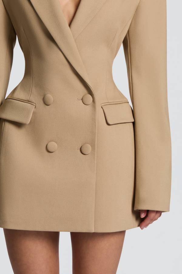 Fitted Waist Double Breasted Blazer Mini Dress