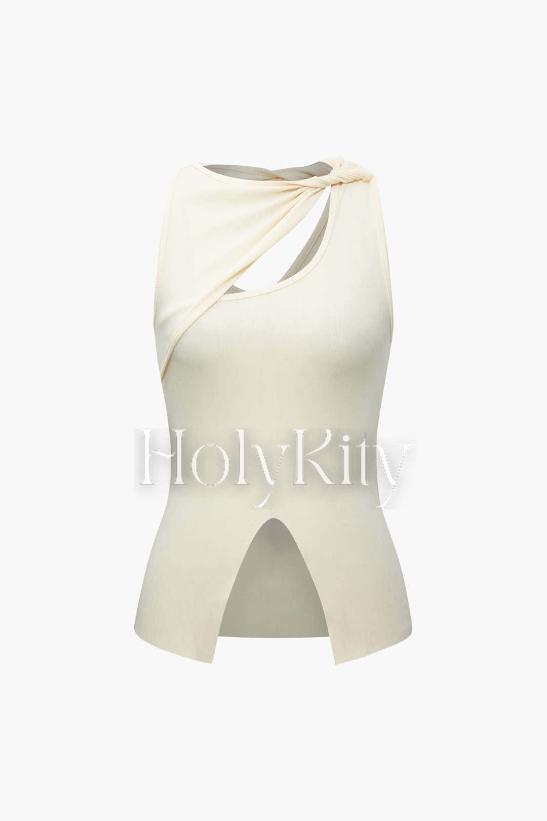 Asymmetrical Twist Tank Top And Cut Out Skirt Set