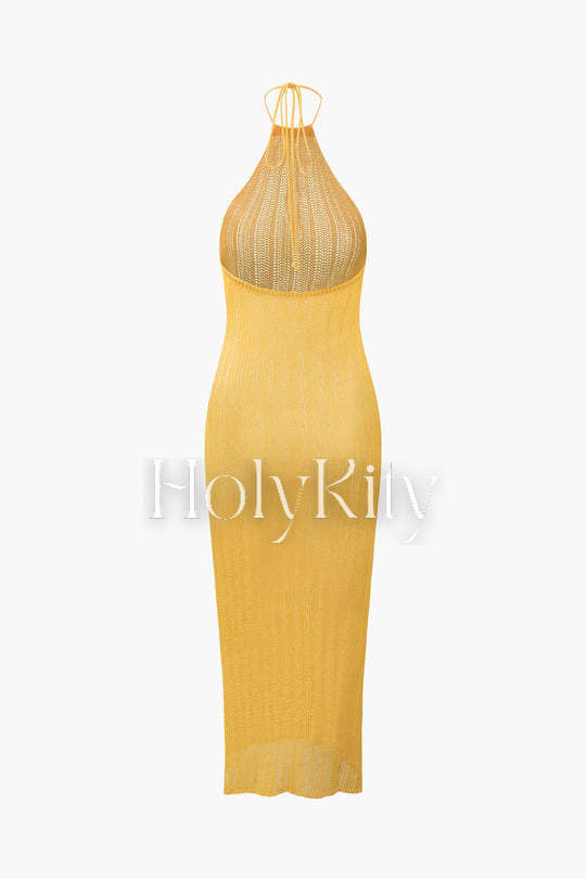 Halter Knit BacklessCover-up Dress