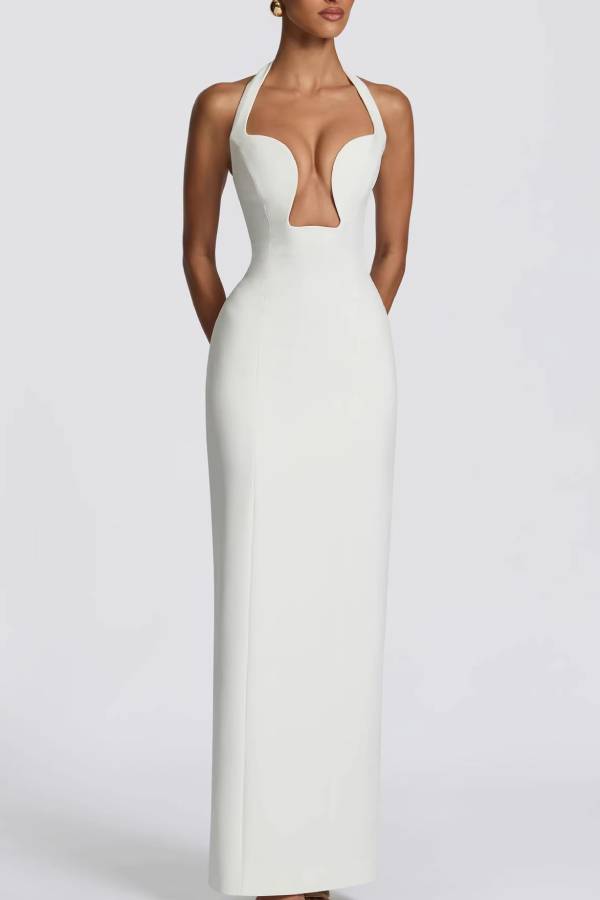 Halter Deep U-Cutout Form-Fitting Gown