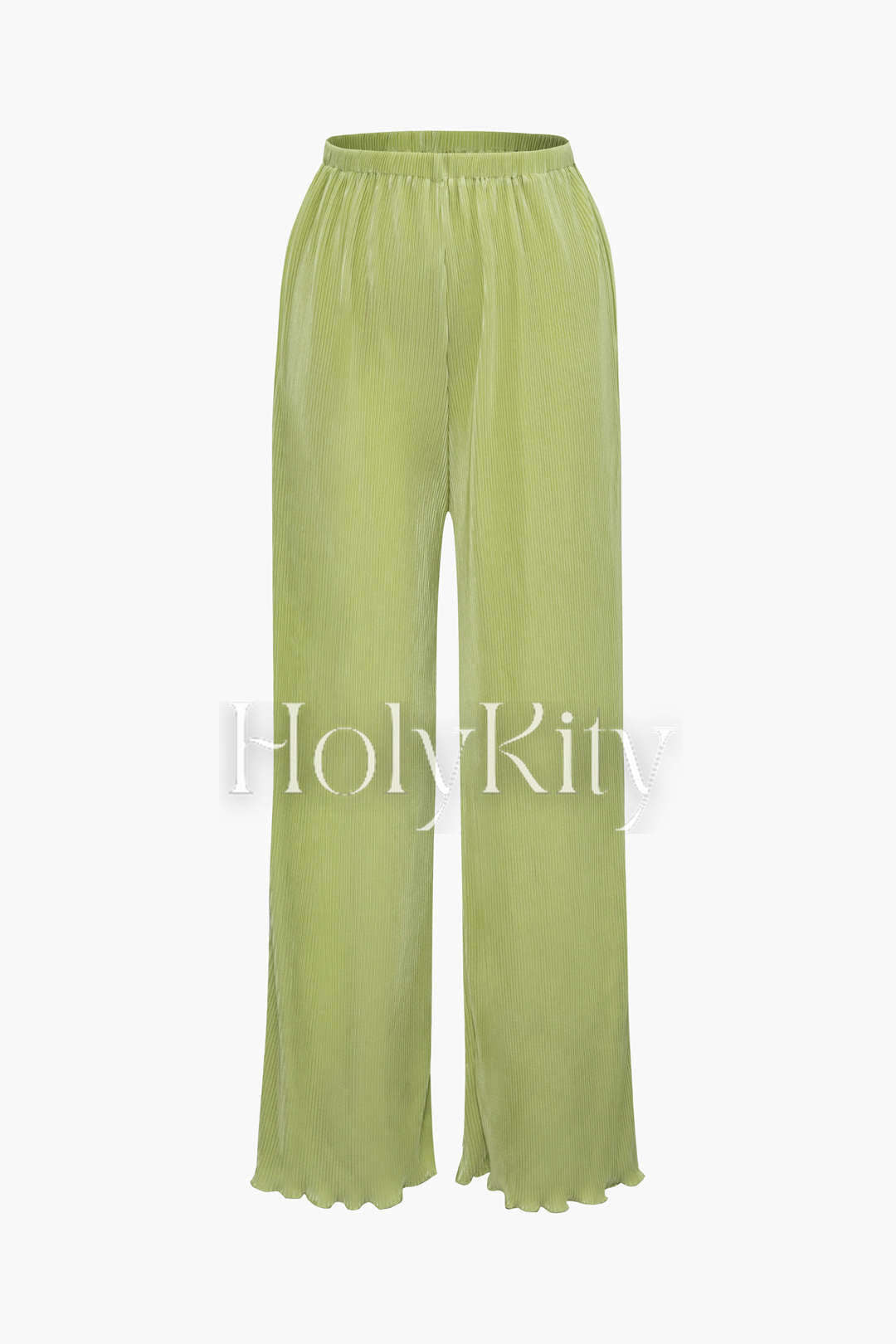 Solid Pleated Straight Leg Pants