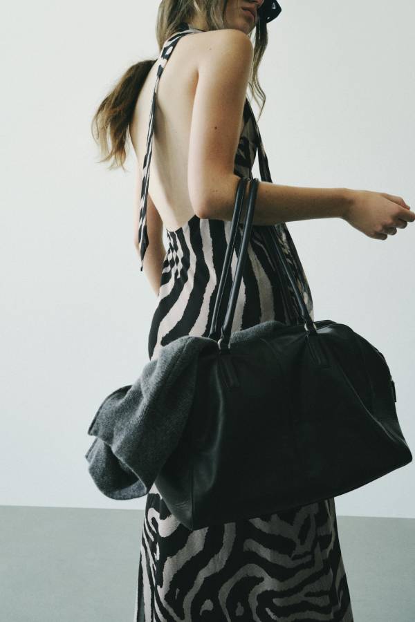 LONG ANIMAL PRINT HALTER DRESS