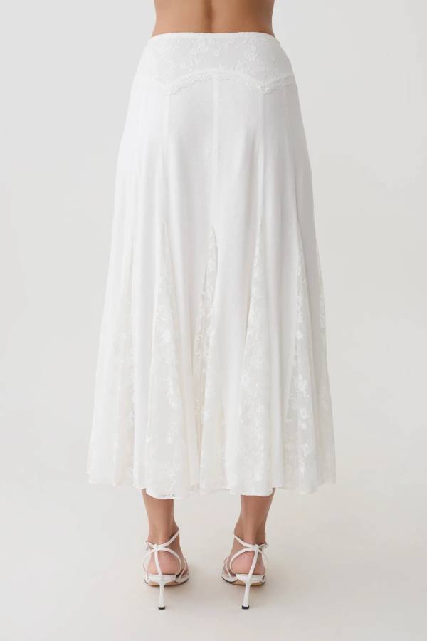 Lace Panelled Midi Skirt