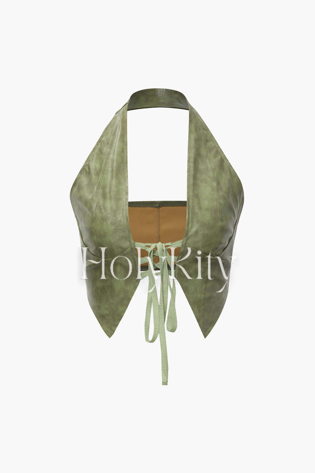 Haut licou noué sur le devant en similicuir