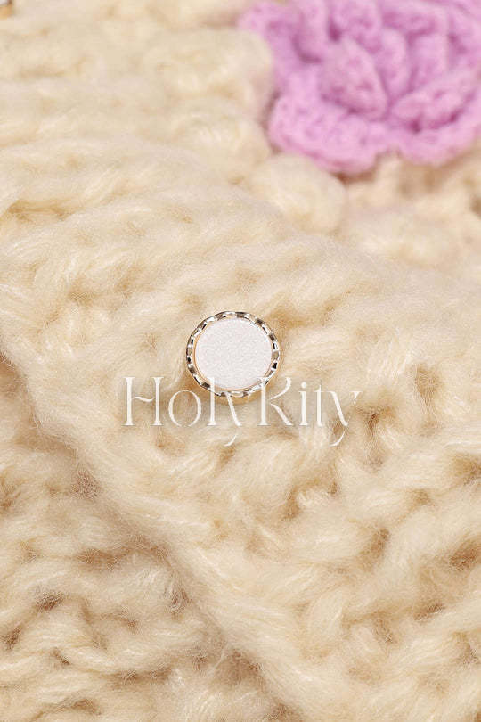 Strickjacke mit Blumen-Pom-Pom