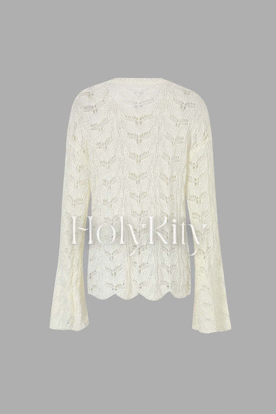 Haut en tricot ajouré à manches longues