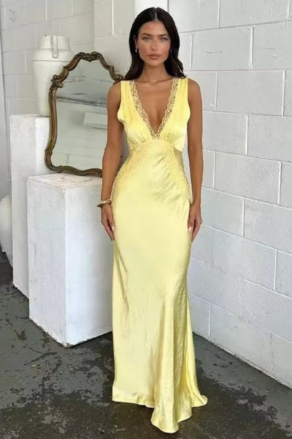 Backless Lace V-Neck Lace Panel Sleeveless Dress – HolyKityGirl