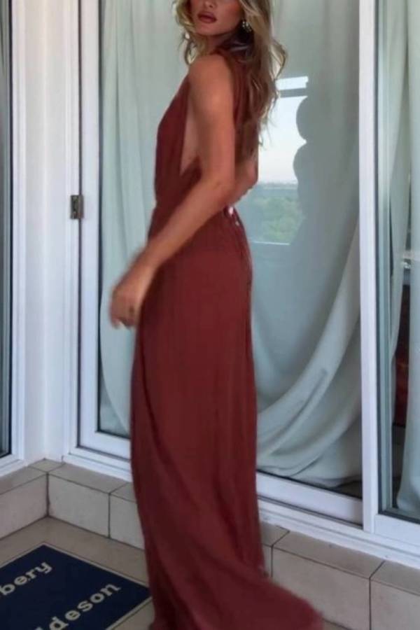 Vacation Style V-neck Lace-up Jumpsuit