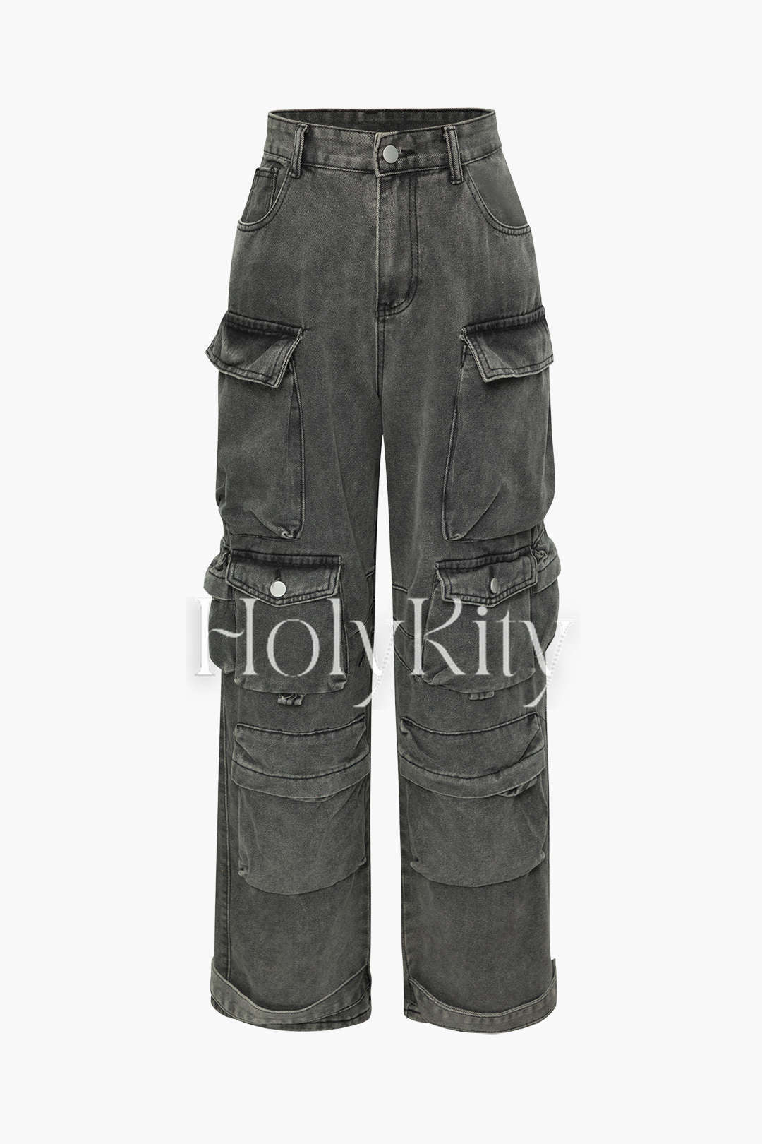 Multi Pocket Rolled Hem Cargo Jeans