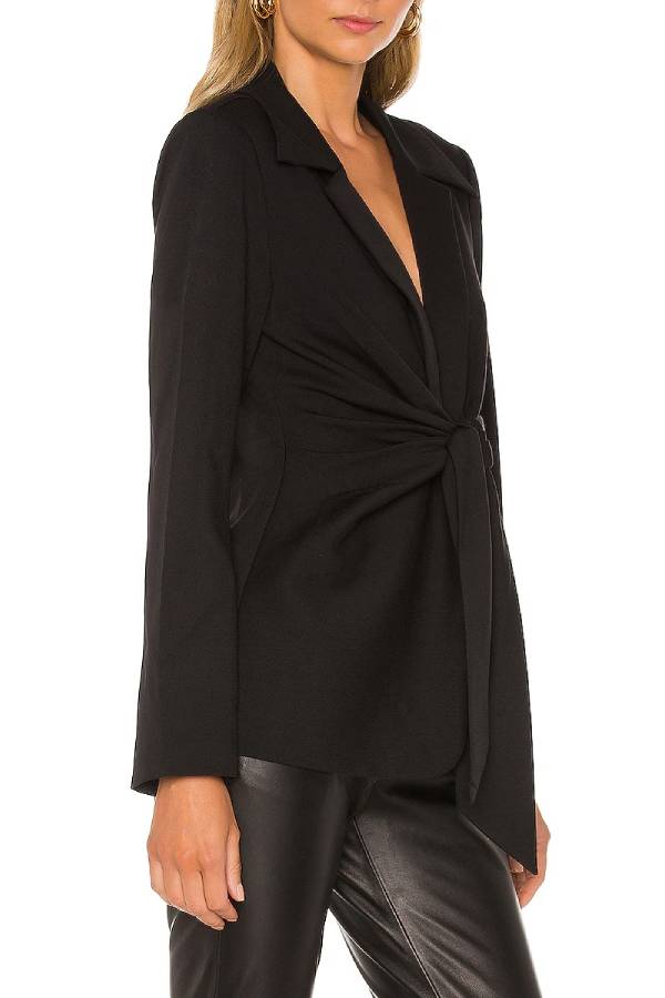 Tie-Front Waist-Cut Blazer