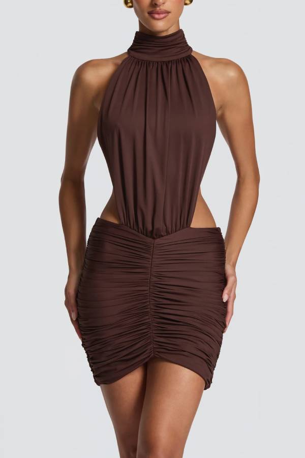 Thekla Ruched Cut-Out Mini Dress
