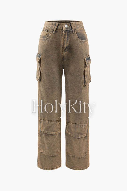 Cargojeans mit Batikmuster