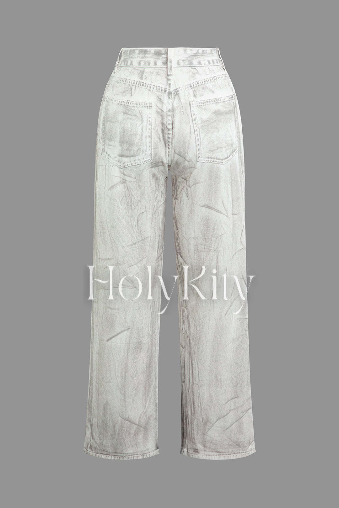 Stained Print Straight Leg Jeans