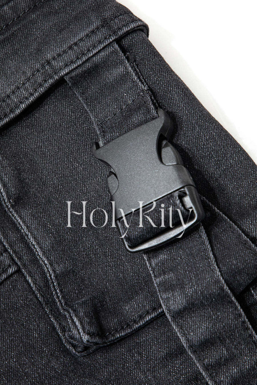 Wrap Belt Flap Pocket Cargo Denim Mini Skirt