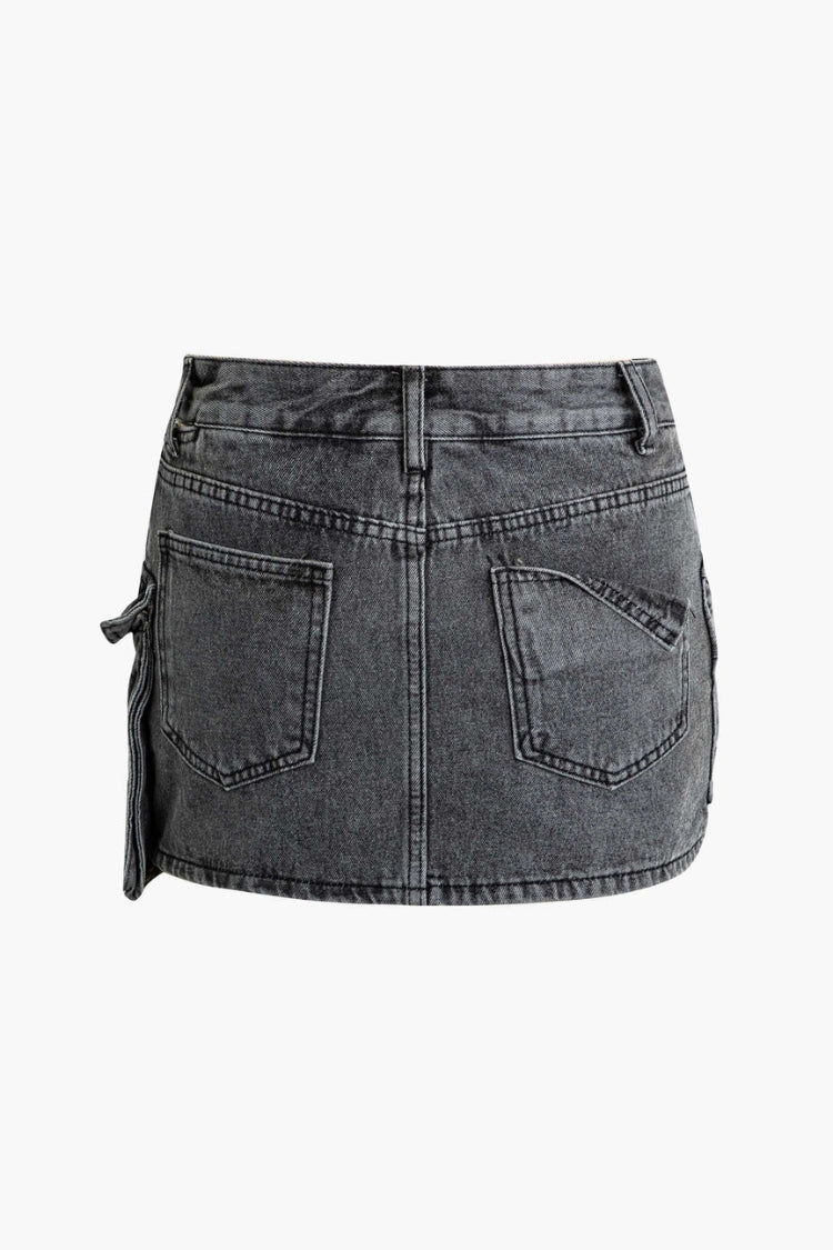 Flap Pocket Denim Skirt